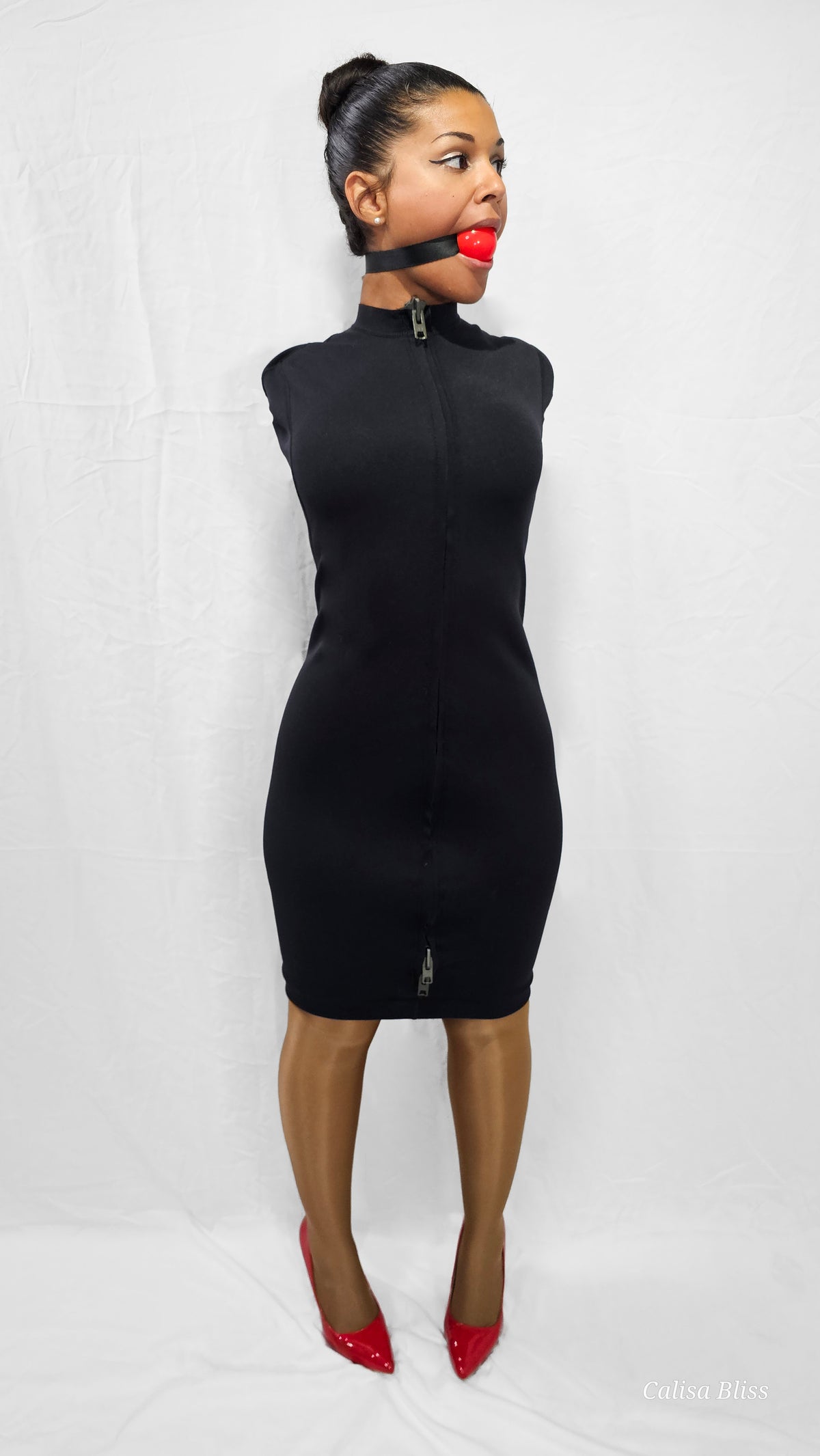 bondage dress Self Armbinder color filter:White Izzy taffeta midi dress stretch fabric Mini length Brand:Guerlain