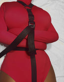 Self Bondage Straitjacket Leotard with Bondage Straps (Nylon/Spandex)