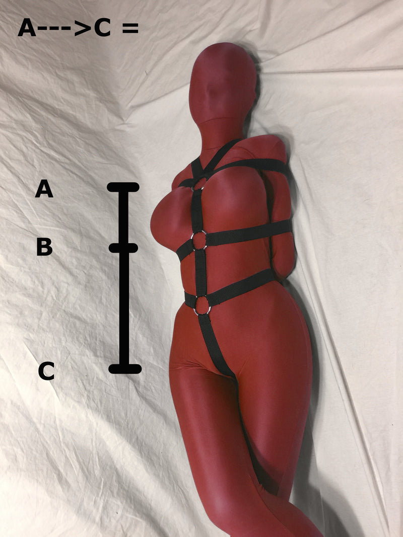 Box-Tie Bondage Harness with Crotch Strap (Five Point Style, Poly Webbing)