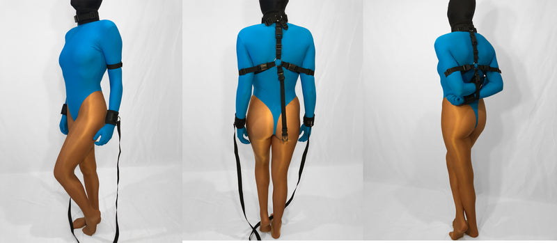 Neck to Wrist Restraint System with Box-Tie (Poly Webbing, Inescapable!) - Bondage Webbing