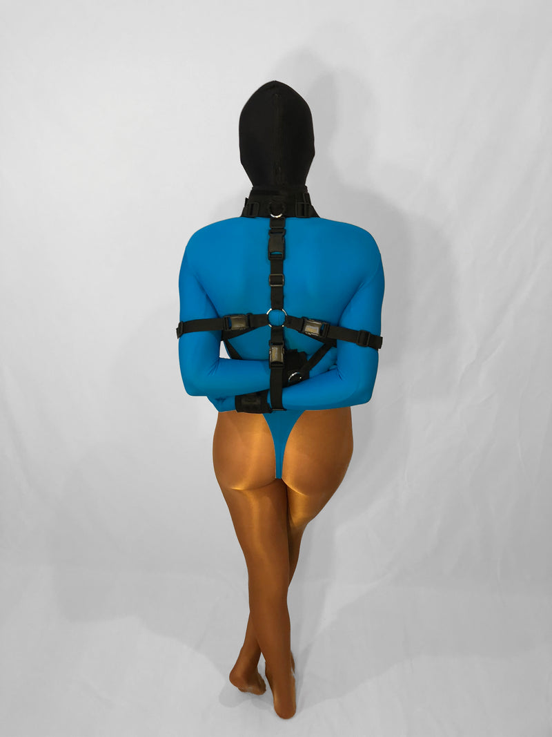Neck to Wrist Restraint System with Box-Tie (Poly Webbing, Inescapable!) - Bondage Webbing