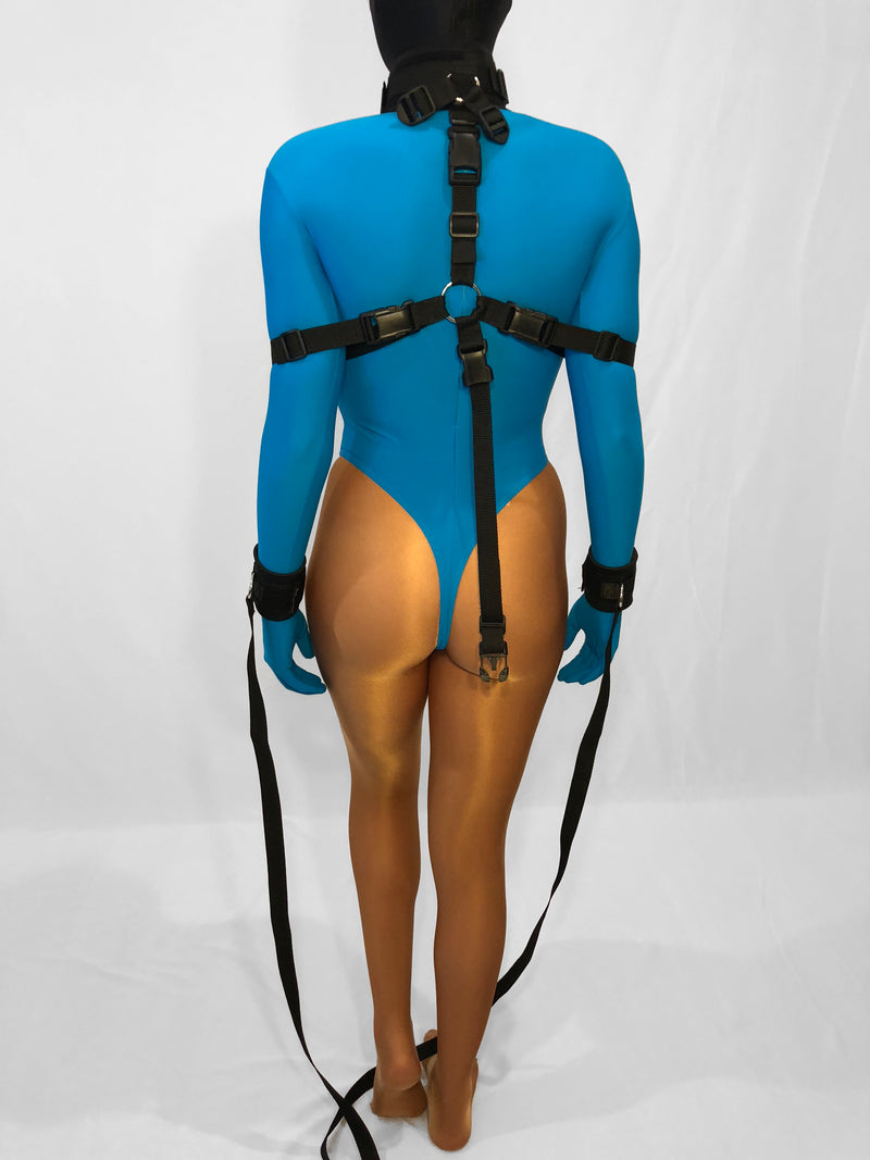 Neck to Wrist Restraint System with Box-Tie (Poly Webbing, Inescapable!) - Bondage Webbing