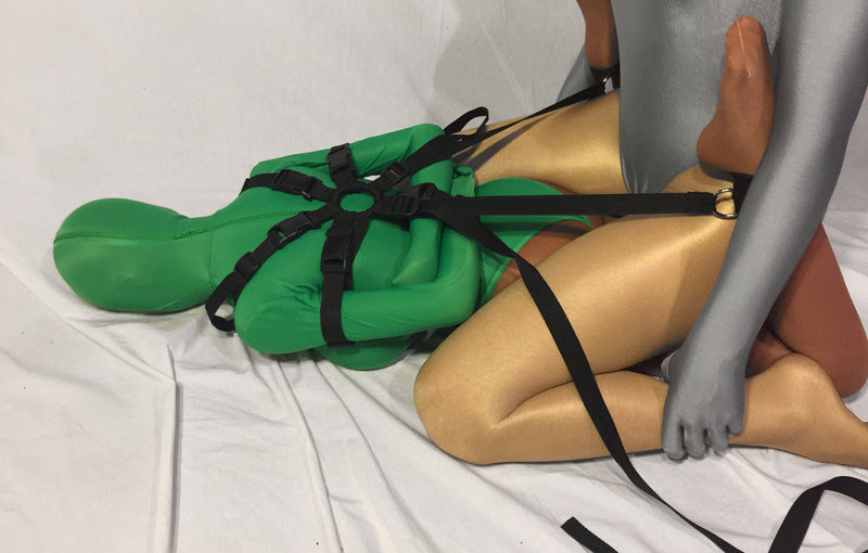 Sex Harness Bondage (Hogtie Style, Poly Webbing, Neoprene Ankle Cuffs) - Bondage Webbing