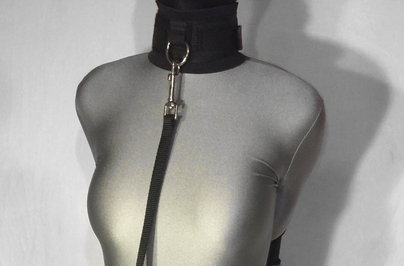 Neoprene Padded Bondage Collar with D-Ring - Bondage Webbing