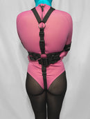 Self Bondage Straitjacket Leotard with Bondage Straps, Padded Biceps (Neoprene)