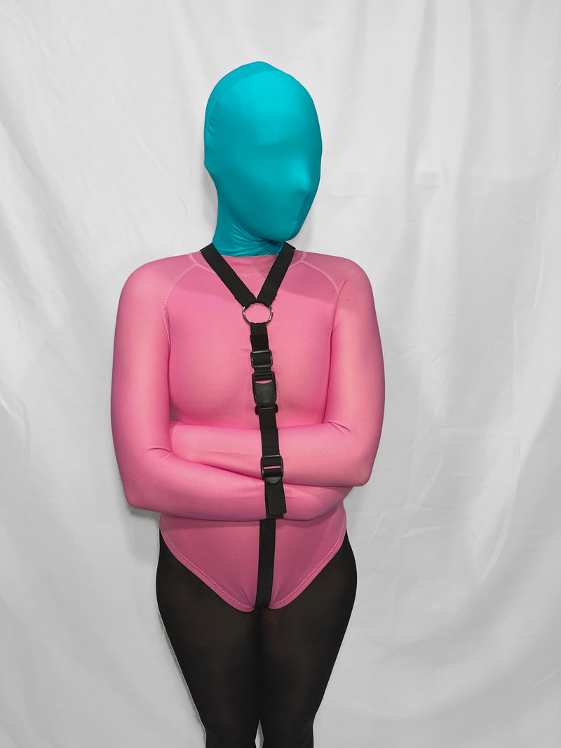 Self Bondage Neoprene Straitjacket Leotard with Bondage Straps