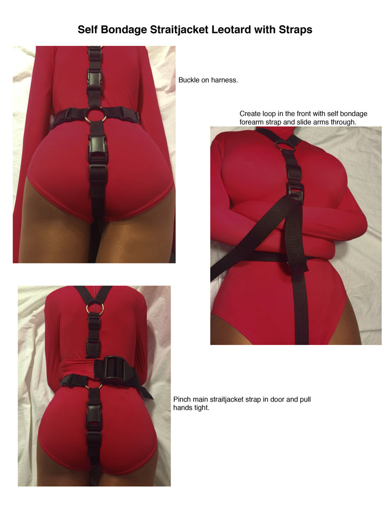 Self Bondage Straitjacket Leotard with Bondage Straps (Nylon/Spandex) - Bondage Webbing