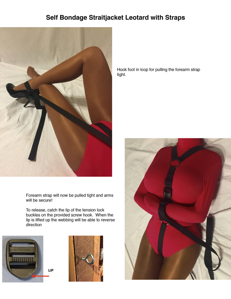 Self Bondage Straitjacket Leotard with Bondage Straps (Nylon/Spandex) - Bondage Webbing