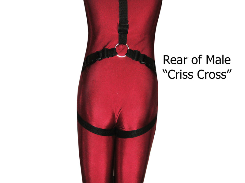 Box-Tie Bondage Harness with Crotch Strap (Five Point Style, Poly Webbing) - Bondage Webbing