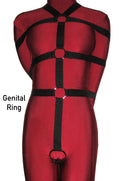 Box-Tie Bondage Harness with Crotch Strap (Five Point Style, Poly Webbing) - Bondage Webbing