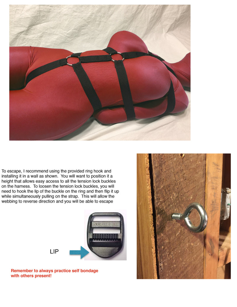 Self-Bondage Box-Tie Bondage Harness with Crotch Strap (Poly Webbing) - Bondage Webbing